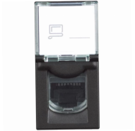 Розетка компьютерная RJ45 cat5e UTP - 1 модуль. Цвет Чёрный. Bticino серия CLASSIA. RG4279C5E