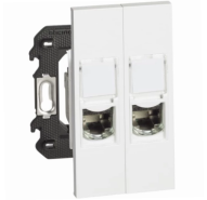 Розетка компьютерная 2 разъёма RJ45 cat6 STP 2 модуля. Цвет Белый. Bticino серия Living Now. K4702+KW4279C6S+KW4279C6S+KW07+KW07