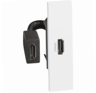 Розетка HDMI с предварительным подключением 1 модуль. Цвет Белый. Bticino серия Living Now. K4284P+KW14