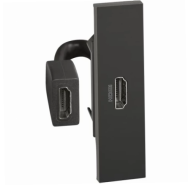 Розетка HDMI с предварительным подключением 1 модуль. Цвет Чёрный. Bticino серия Living Now. K4284P+KG14